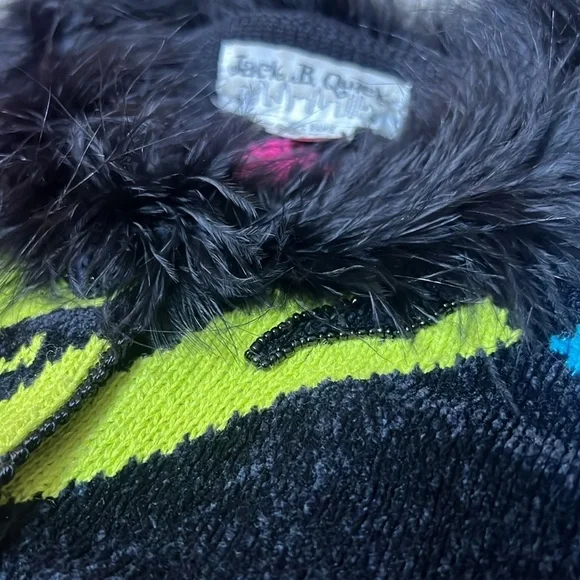 Vintage Jack B Quick Funky Y2K Statement Cardigan Sweater Harlequin Feather M - Picture 5 of 11